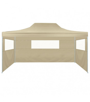 Foldable Tent with 3 Walls 3x4.5 m Cream