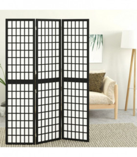 Folding 3-Panel Room Divider Japanese Style 120x170 cm Black