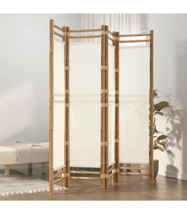 Folding 4-Panel Room Divider 160 cm Bamboo and Canvas