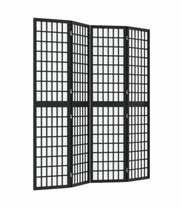 Folding 4-Panel Room Divider Japanese Style 160x170 cm Black