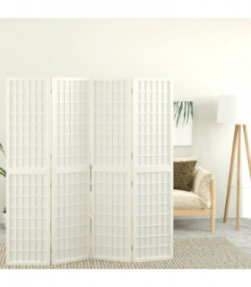 Folding 4-Panel Room Divider Japanese Style 160x170 cm White