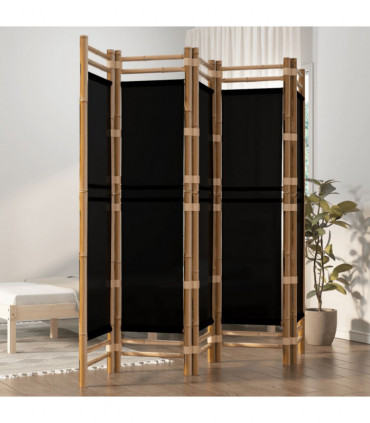 Folding 5-Panel Room Divider 200 cm Bamboo and Canvas