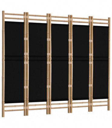 Folding 5-Panel Room Divider 200 cm Bamboo and Canvas