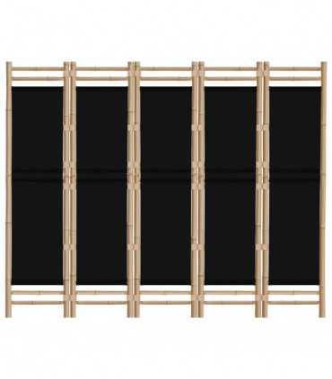 Folding 5-Panel Room Divider 200 cm Bamboo and Canvas