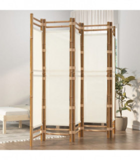 Folding 5-Panel Room Divider 200 cm Bamboo and Canvas