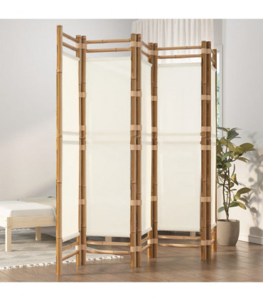 Folding 5-Panel Room Divider 200 cm Bamboo and Canvas