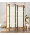 Folding 5-Panel Room Divider 200 cm Bamboo and Canvas