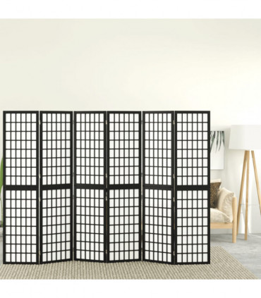 Folding 6-Panel Room Divider Japanese Style 240x170 cm Black