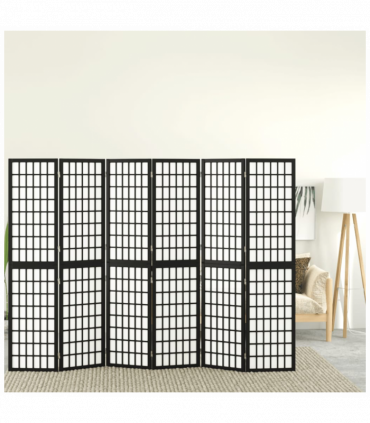 Folding 6-Panel Room Divider Japanese Style 240x170 cm Black