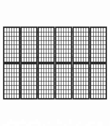 Folding 6-Panel Room Divider Japanese Style 240x170 cm Black