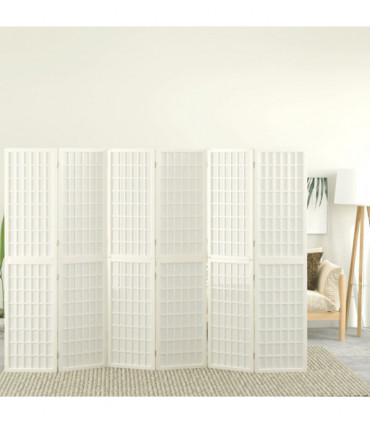 Folding 6-Panel Room Divider Japanese Style 240x170 cm White