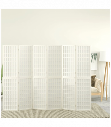 Folding 6-Panel Room Divider Japanese Style 240x170 cm White