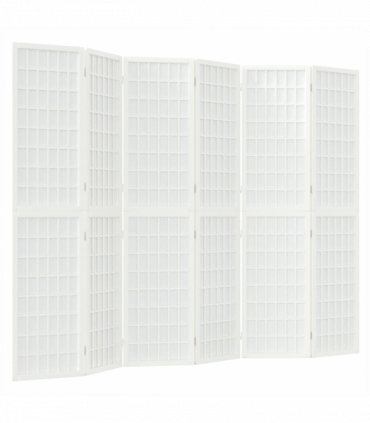 Folding 6-Panel Room Divider Japanese Style 240x170 cm White