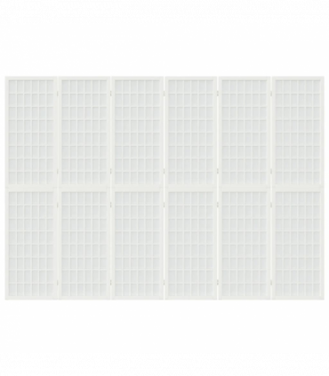Folding 6-Panel Room Divider Japanese Style 240x170 cm White