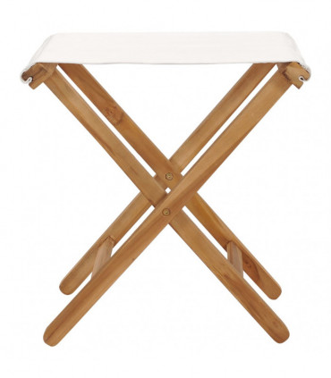 Folding Chairs 2 pcs Solid Teak Wood and Fabric Cream White