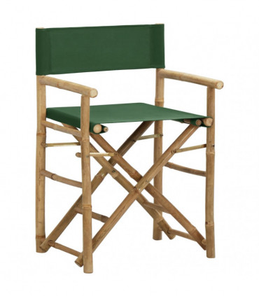 Folding Director's Chairs 2 pcs Green Bamboo and Fabric