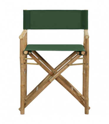 Folding Director's Chairs 2 pcs Green Bamboo and Fabric