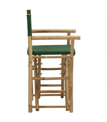 Folding Director's Chairs 2 pcs Green Bamboo and Fabric