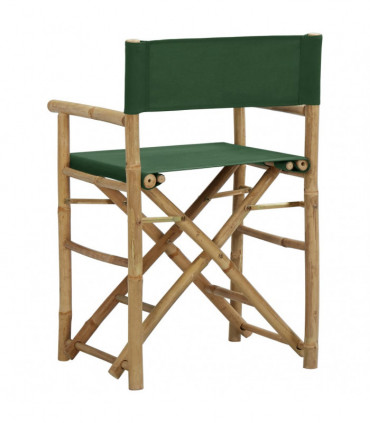 Folding Director's Chairs 2 pcs Green Bamboo and Fabric
