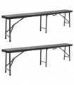 Folding Garden Benches 2 pcs 180 cm HDPE Black