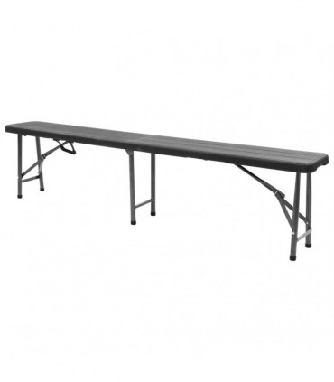 Folding Garden Benches 2 pcs 180 cm HDPE Black