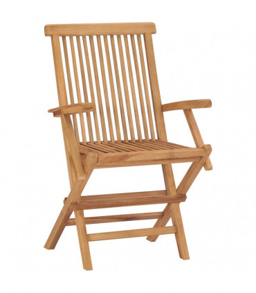 Folding Garden Chairs 2 pcs Solid Teak Wood