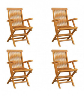 Folding Garden Chairs 4 pcs Solid Teak Wood