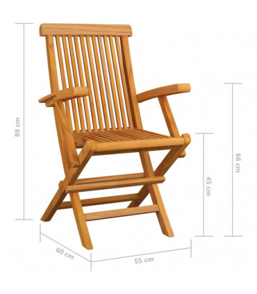 Folding Garden Chairs 4 pcs Solid Teak Wood