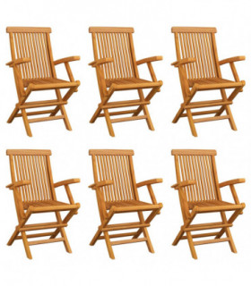 Folding Garden Chairs 6 pcs Solid Teak Wood