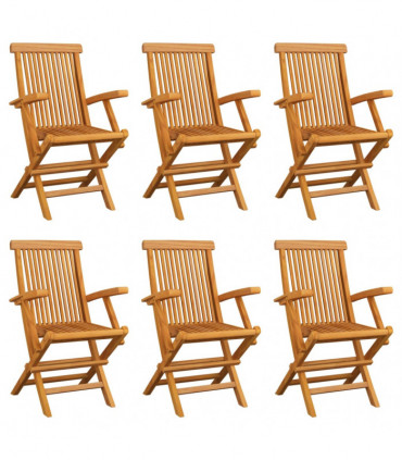 Folding Garden Chairs 6 pcs Solid Teak Wood