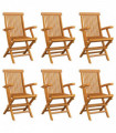 Folding Garden Chairs 6 pcs Solid Teak Wood