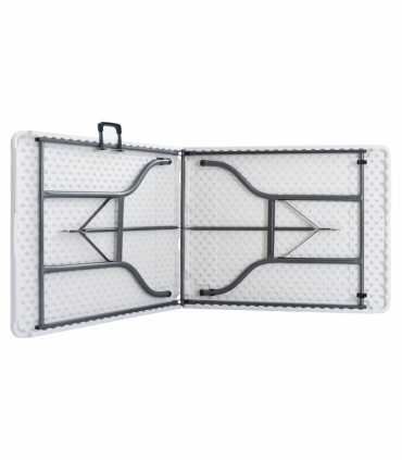 Folding Garden Table with 2 Benches 180 cm Steel and HDPE White