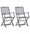 vidaXL Folding Outdoor Chairs 2 pcs Solid Acacia Wood