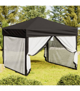 Folding Party Tent with Sidewalls Black 3x3 m