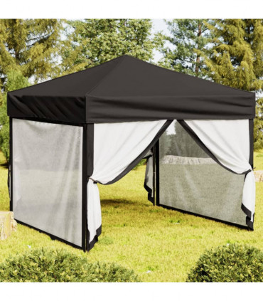 Folding Party Tent with Sidewalls Black 3x3 m