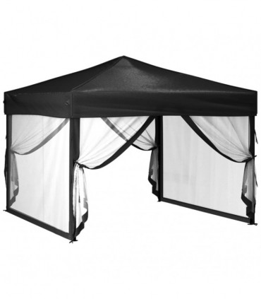 Folding Party Tent with Sidewalls Black 3x3 m