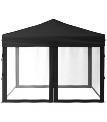 Folding Party Tent with Sidewalls Black 3x3 m