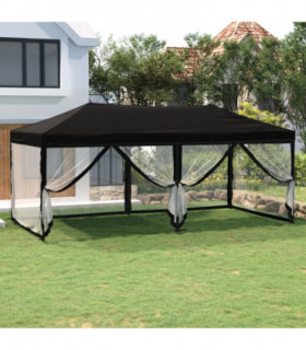 Folding Party Tent with Sidewalls Black 3x6 m