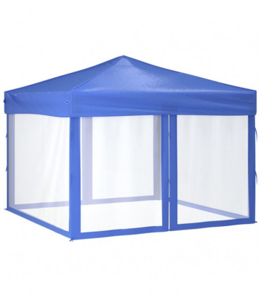 Folding Party Tent with Sidewalls Blue 3x3 m