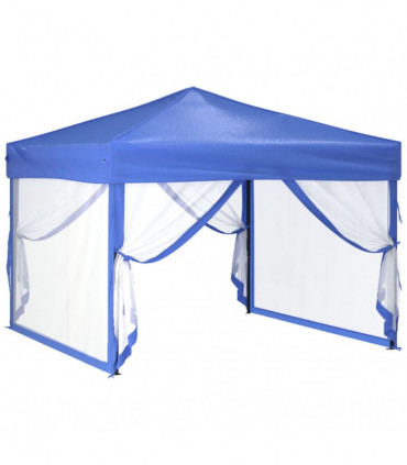 Folding Party Tent with Sidewalls Blue 3x3 m