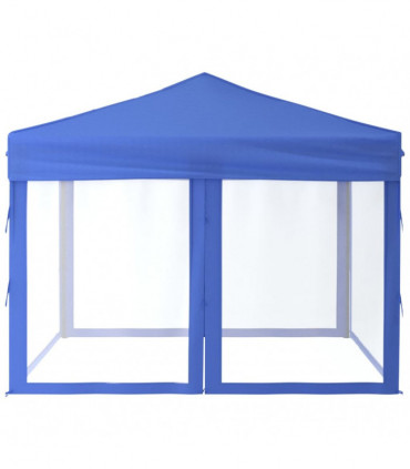 Folding Party Tent with Sidewalls Blue 3x3 m