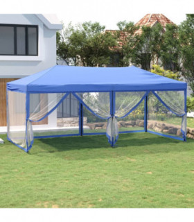 Folding Party Tent with Sidewalls Blue 3x6 m