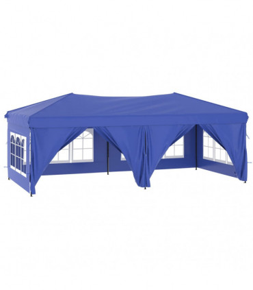 Folding Party Tent with Sidewalls Blue 3x6 m