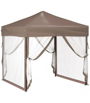 vidaXL Folding Party Tent with Sidewalls Taupe 2x2 m