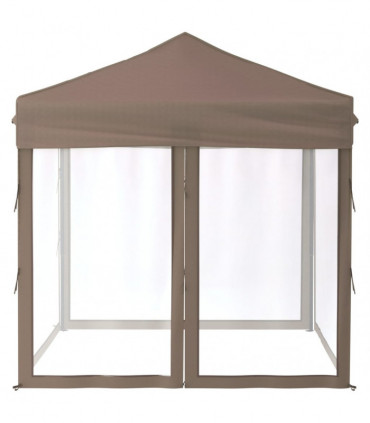 vidaXL Folding Party Tent with Sidewalls Taupe 2x2 m