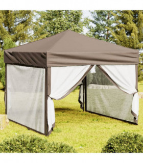 Folding Party Tent with Sidewalls Taupe 3x3 m