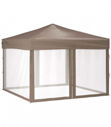 Folding Party Tent with Sidewalls Taupe 3x3 m