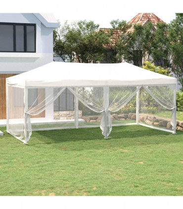 vidaXL Folding Party Tent with Sidewalls White 3x6 m