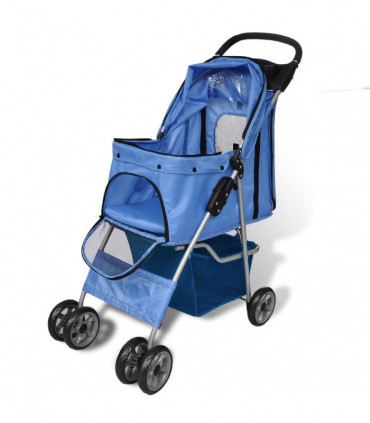 Folding Pet Stroller Dog/Cat Travel Carrier Blue