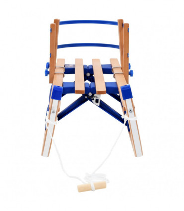 Folding Snow Sledge with Backrest Wood 119 cm